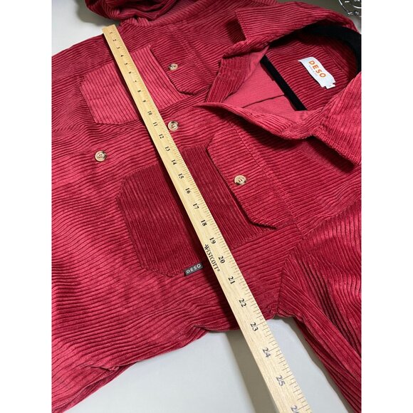 Deso Supply Co Valhalla Cord Shirt Jacket Button Up Men Size Medium Shacket Red - Picture 5 of 15
